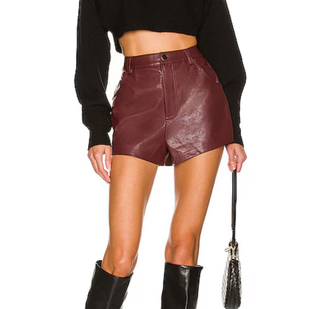 Bardot Faux Leather Mini Short Lovers and Friends x Revolve Size Small Burgundy